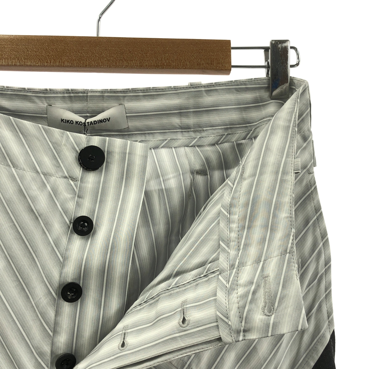 【新品】Kiko Kostadinov | 2023 秋冬 | ASPASIA TROUSER 條紋拼接寬褲 | 尺寸 44 | 淺灰色與炭灰色 | 男款