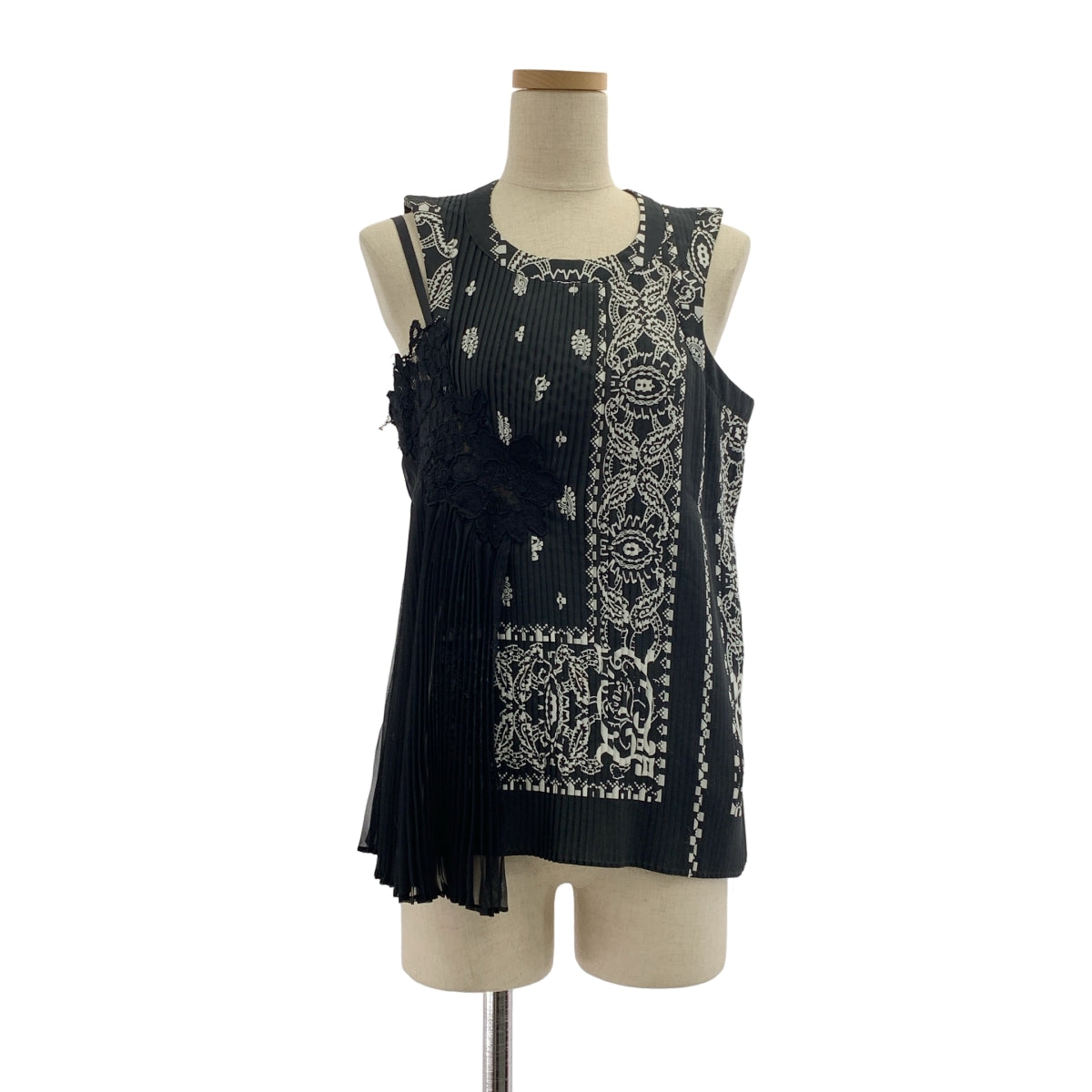 sacai / サカイ | 総柄 ペイズリー ドッキング アシンメトリー プリーツ ブラウス トップス | 1 | レディース