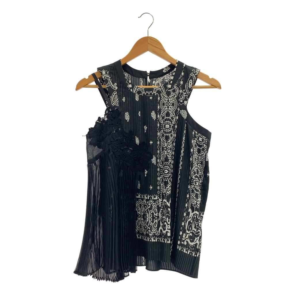 sacai / サカイ | 総柄 ペイズリー ドッキング アシンメトリー プリーツ ブラウス トップス | 1 | レディース