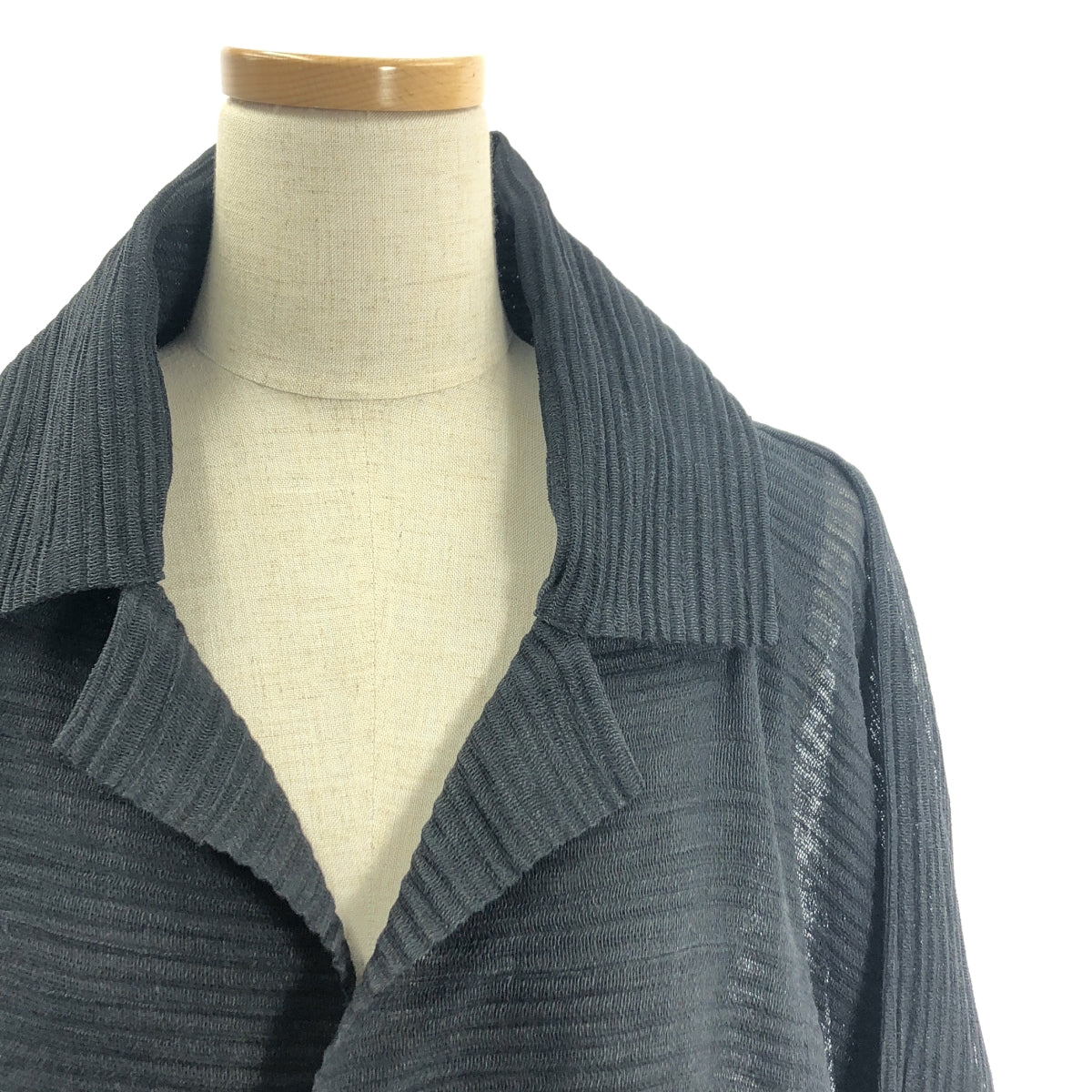 三宅一生 | 不對稱褶飾單排扣大衣 | M碼 | 黑色 | 女款