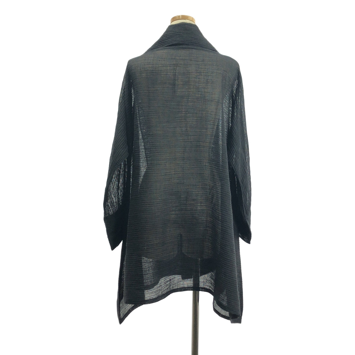 三宅一生 | 不對稱褶飾單排扣大衣 | M碼 | 黑色 | 女款