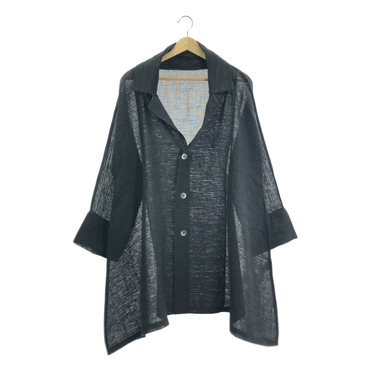 ISSEY MIYAKE / イッセイミヤケ | 変形 プリーツ シングル オーバー ジャケット | M | ブラック | レディース