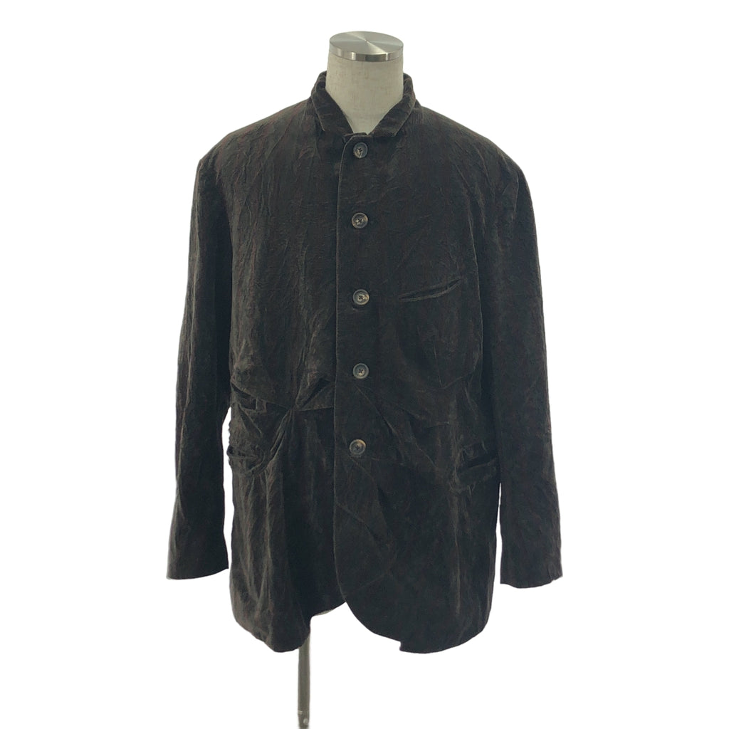 【美品】  ziggy chen / ジギーチェン | 2023AW | VELVETEEN PLEATS BLAZER / ベッチン シングル オーバー ジャケット / 総裏地 | 44 | ダークブラウン系 | メンズ