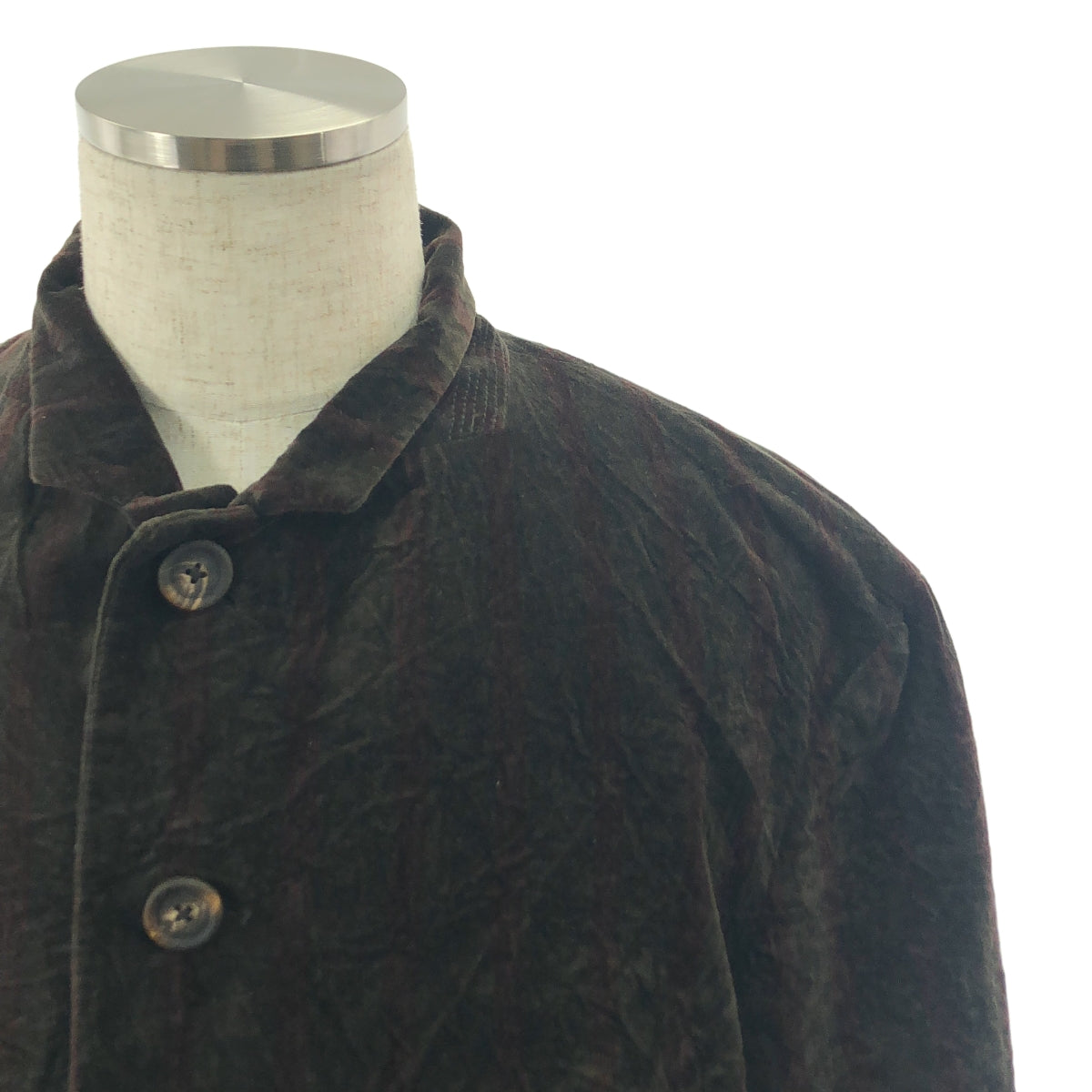 【美品】  ziggy chen / ジギーチェン | 2023AW | VELVETEEN PLEATS BLAZER / ベッチン シングル オーバー ジャケット / 総裏地 | 44 | ダークブラウン系 | メンズ