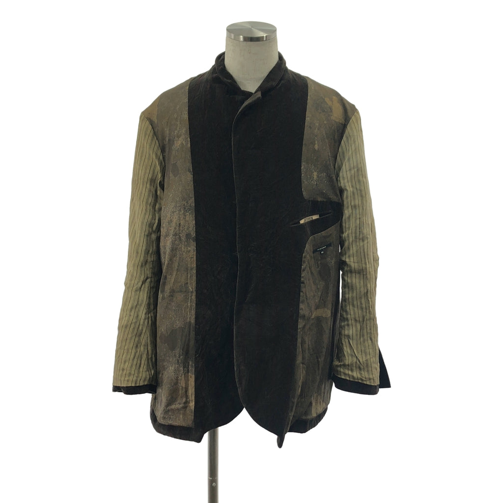 【美品】  ziggy chen / ジギーチェン | 2023AW | VELVETEEN PLEATS BLAZER / ベッチン シングル オーバー ジャケット / 総裏地 | 44 | ダークブラウン系 | メンズ