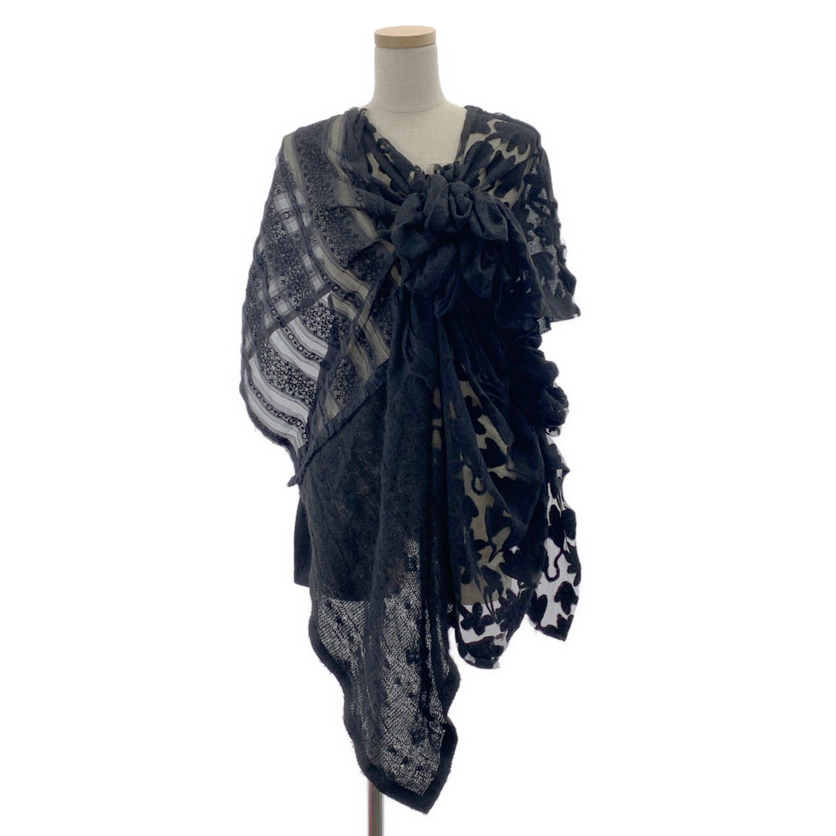 tao COMME des GARCONS / タオコムデギャルソン | 2024AW | レース ニット アシンメトリートップス | M | ブラック | レディース