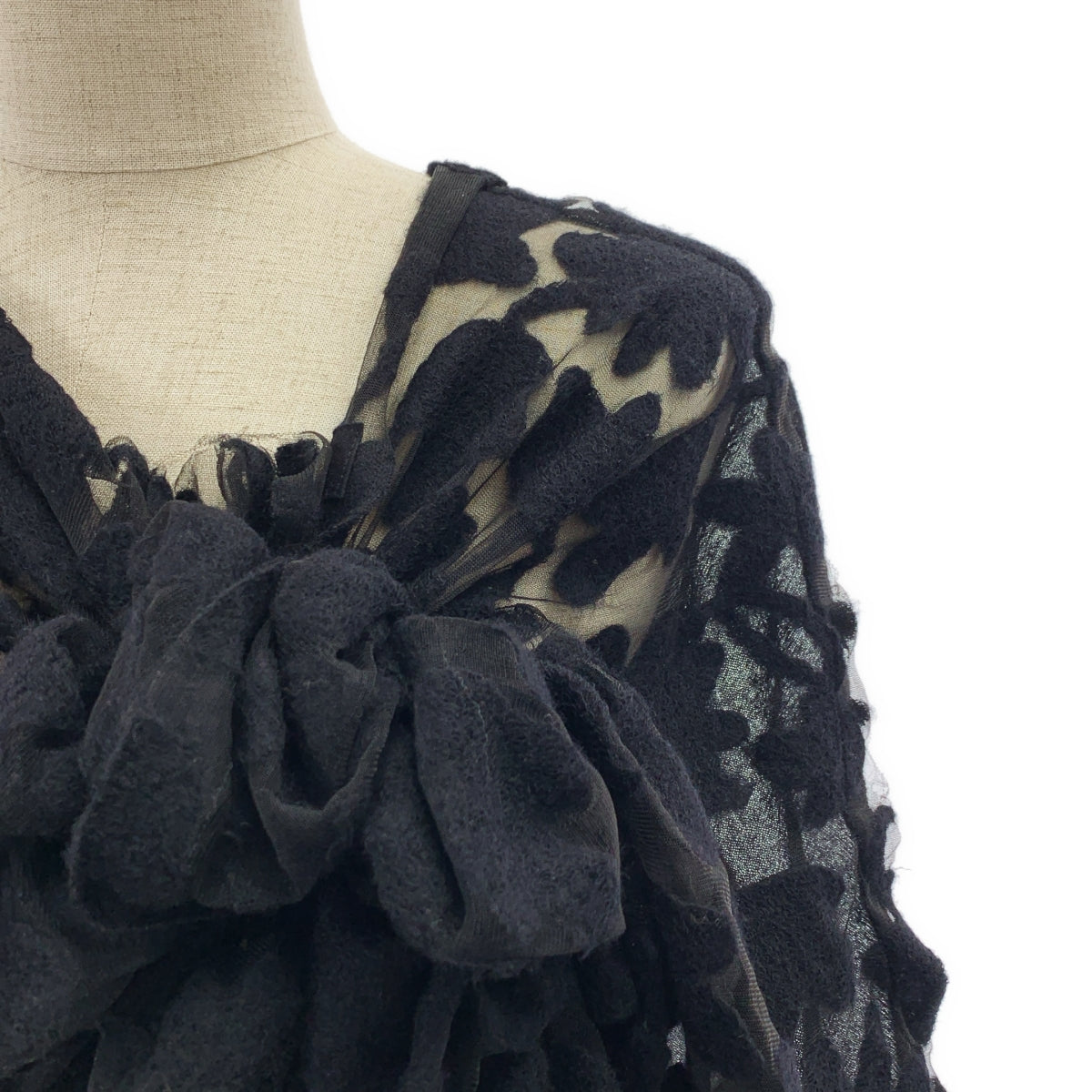 tao COMME des GARCONS / タオコムデギャルソン | 2024AW | レース ニット アシンメトリートップス | M | ブラック | レディース