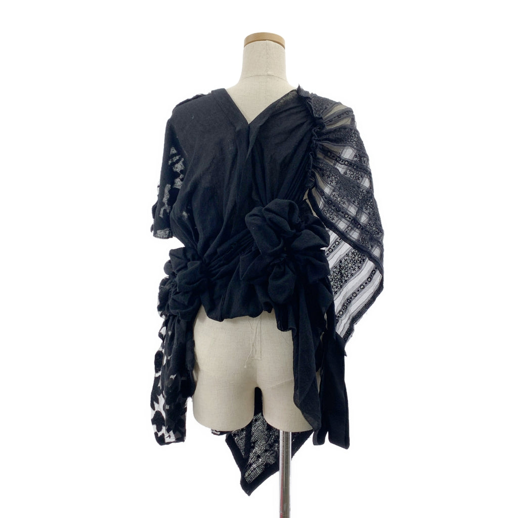 tao COMME des GARCONS / タオコムデギャルソン | 2024AW | レース ニット アシンメトリートップス | M | ブラック | レディース