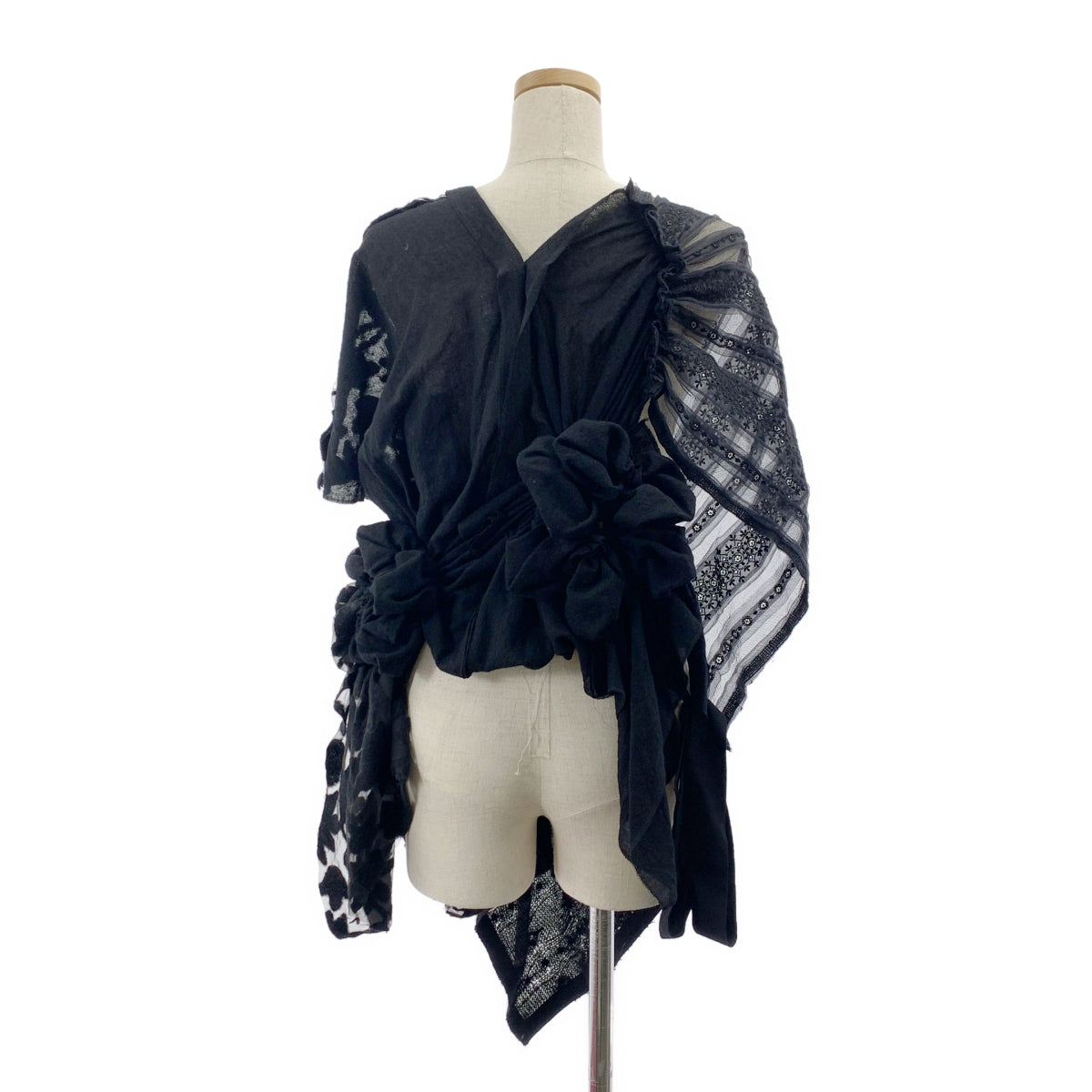 tao COMME des GARCONS / タオコムデギャルソン | 2024AW | レース ニット アシンメトリートップス | M | ブラック | レディース
