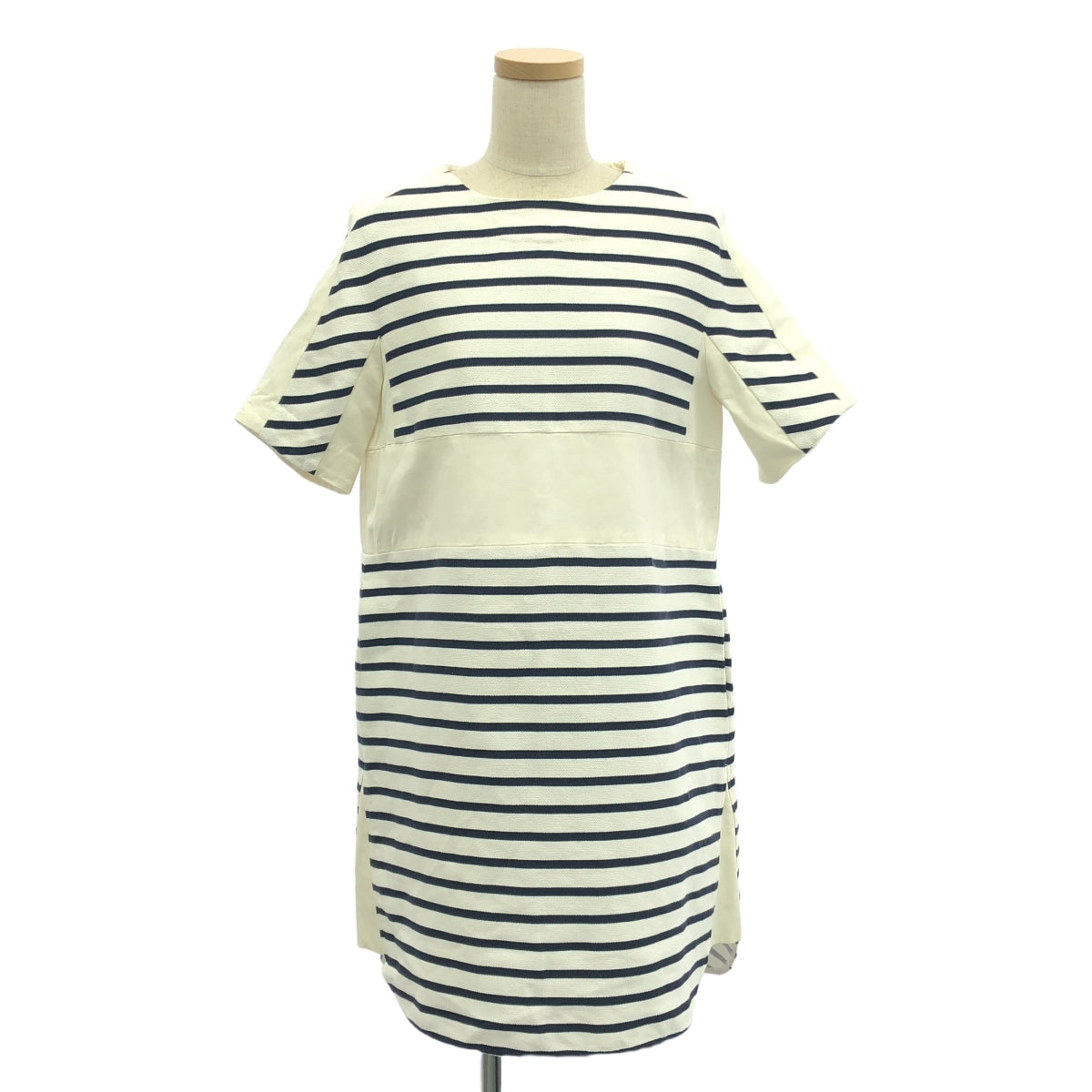 ADORE / 아도어 | 테두리 코쿤 전환 원피스 | 36 | 화이트/네이비 | 여성