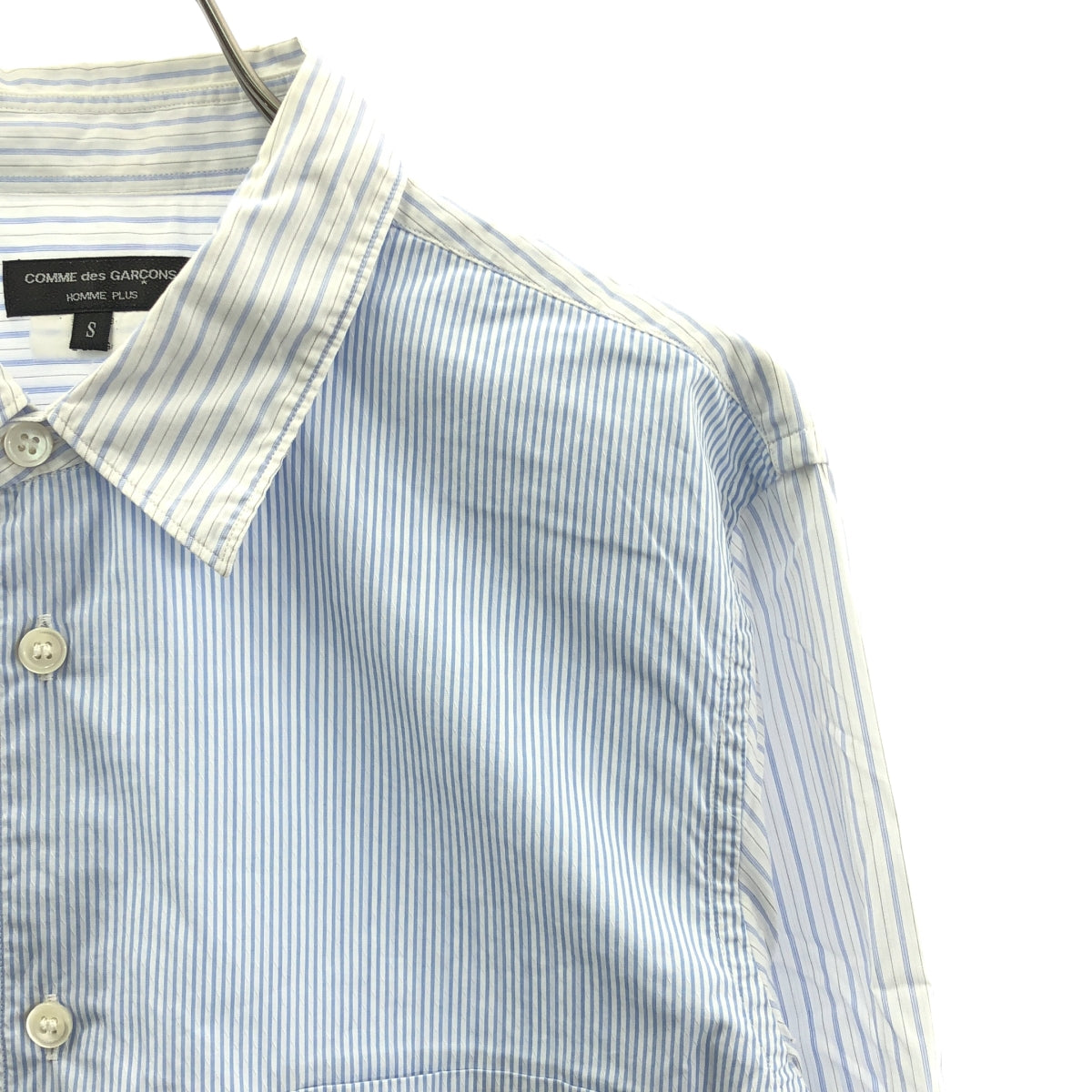 COMME des GARCONS HOMME PLUS / コムデギャルソンオムプリュス | 2014SS | コットン ストライプ切替 シャツ | S | ホワイト/ブルー | メンズ