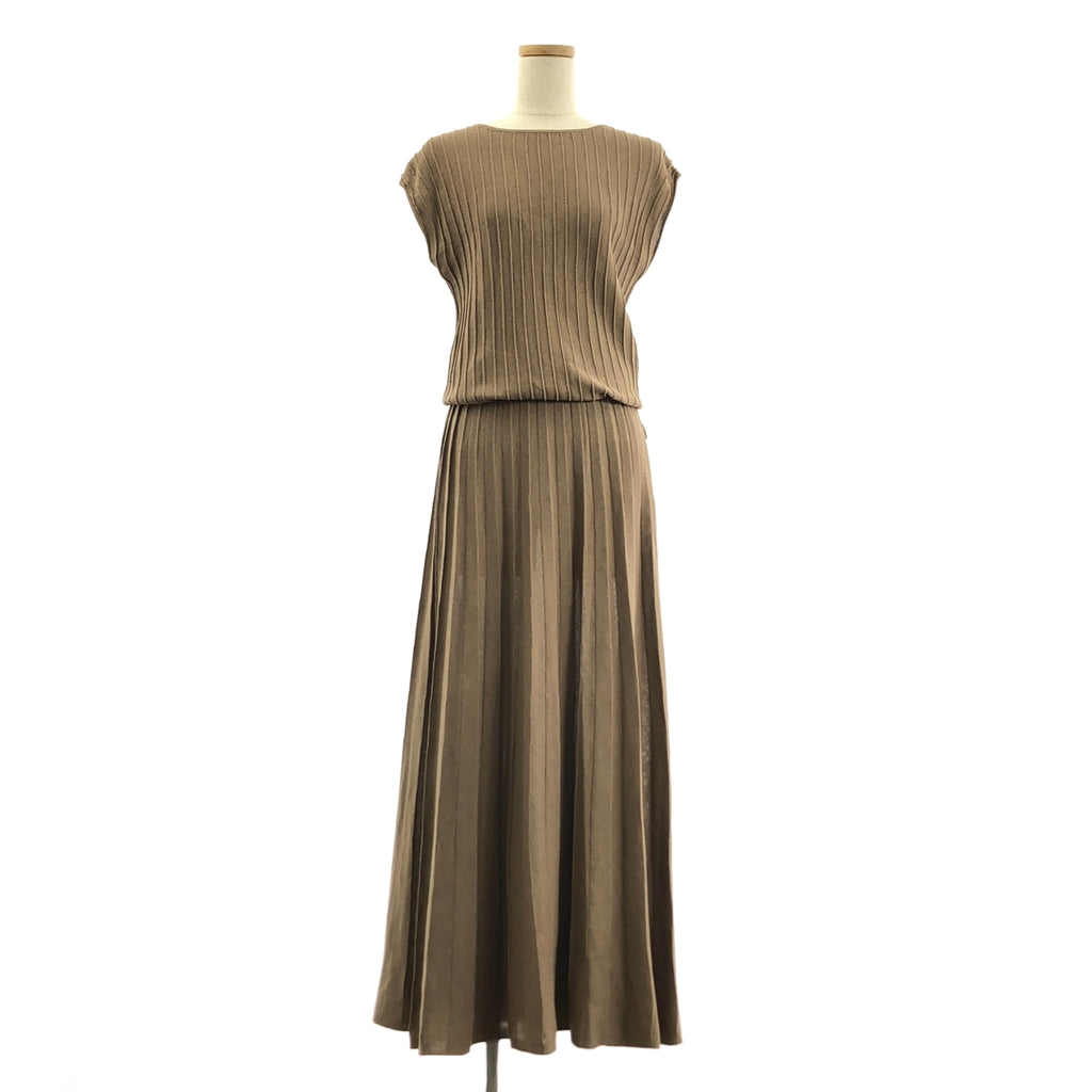 allureville / アルアバイル | プリーツリブフレンチスリーブ ワンピース | 2 | ブラウン | レディース