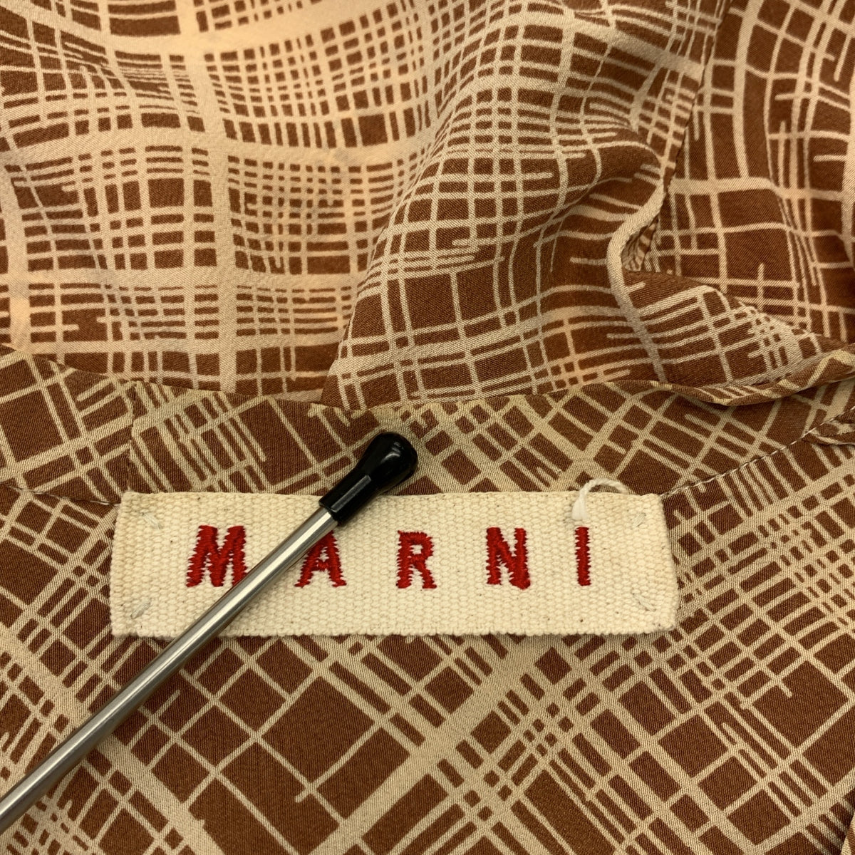 MARNI / 마르니 | 실크 체크 변형 풀오버 탑스 | L | 여성