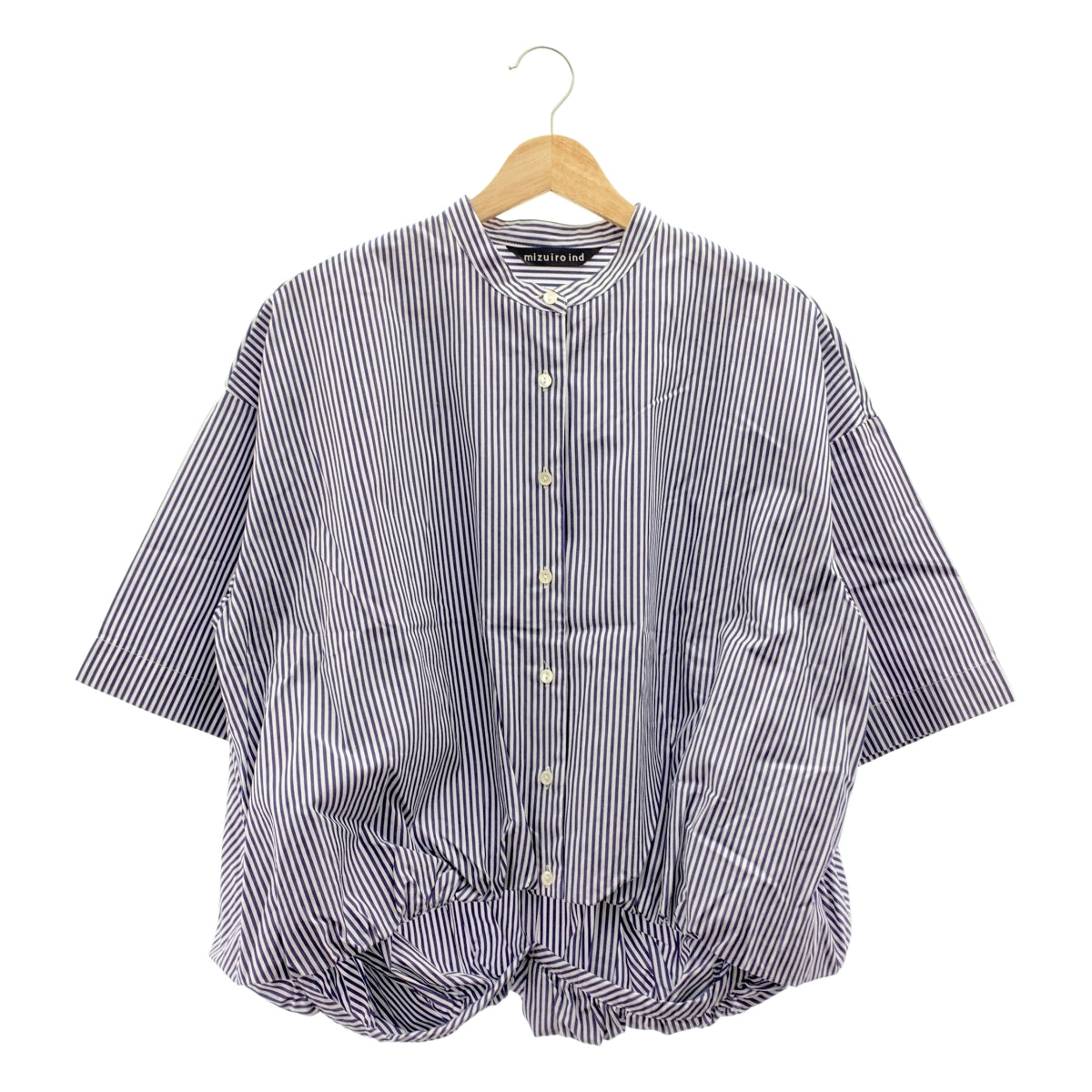 mizuiroind / 미즈이로인도 | 스트라이프 밴드 컬러 개더 셔츠 | F | 여성