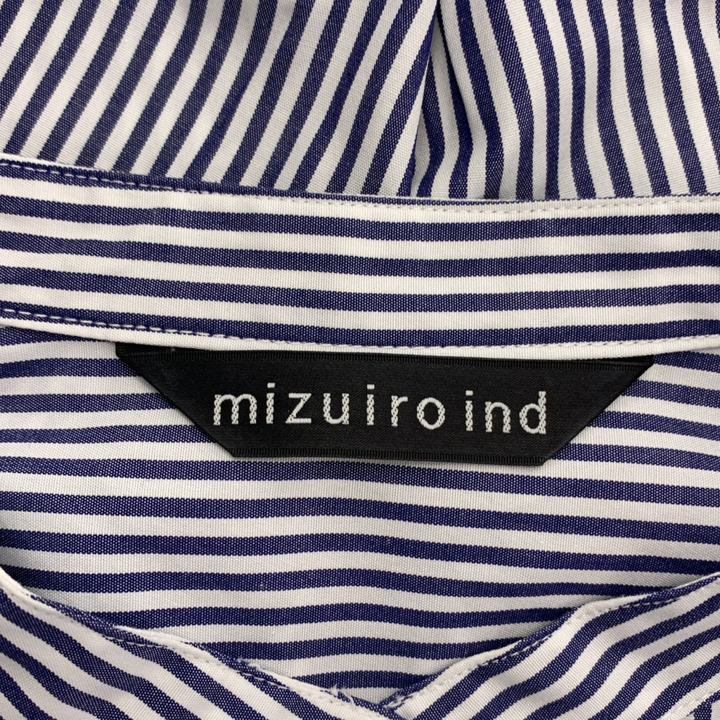 mizuiroind | 條紋立領褶皺襯衫 | F碼 | 女款