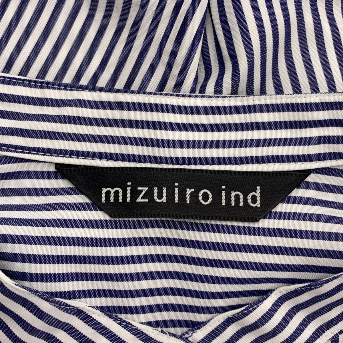 mizuiroind | 條紋立領褶皺襯衫 | F碼 | 女款