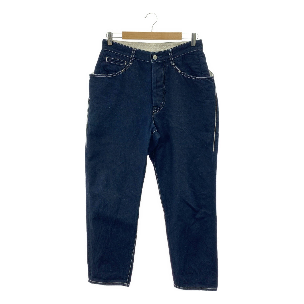 mina perhonen / 미나페르호넨 | always / 가죽 패치 진한 진 데님 팬츠 | 38 |