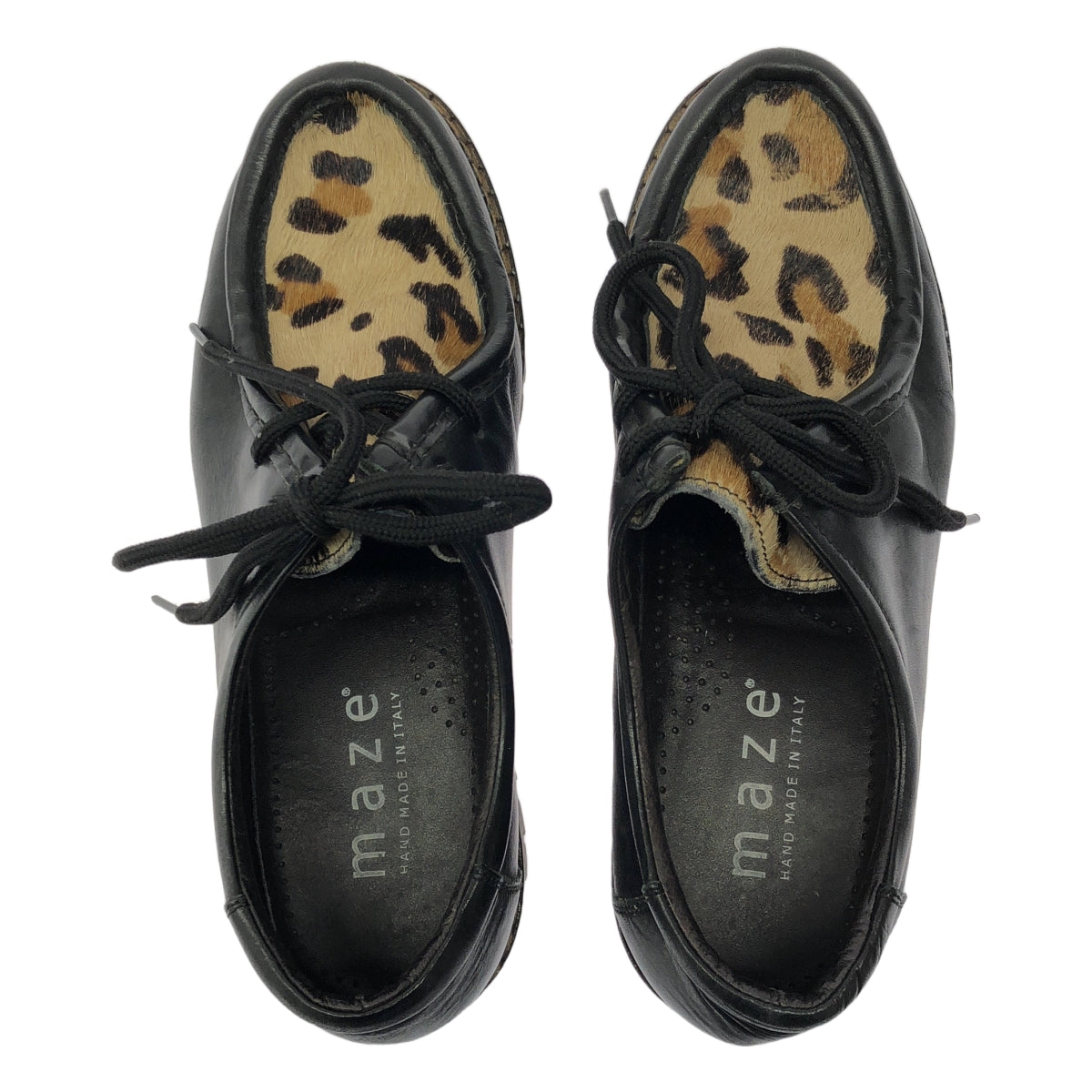 maze / マーゼ | レオパード レザー チロリアンシューズ | 38 | ブラック | レディース