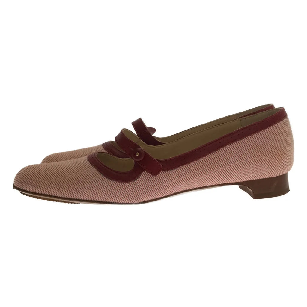 TO&CO. / トゥーアンドコー | ワンストラップ フラットシューズ | 37 1/2 | ワインレッド/ホワイト | レディース