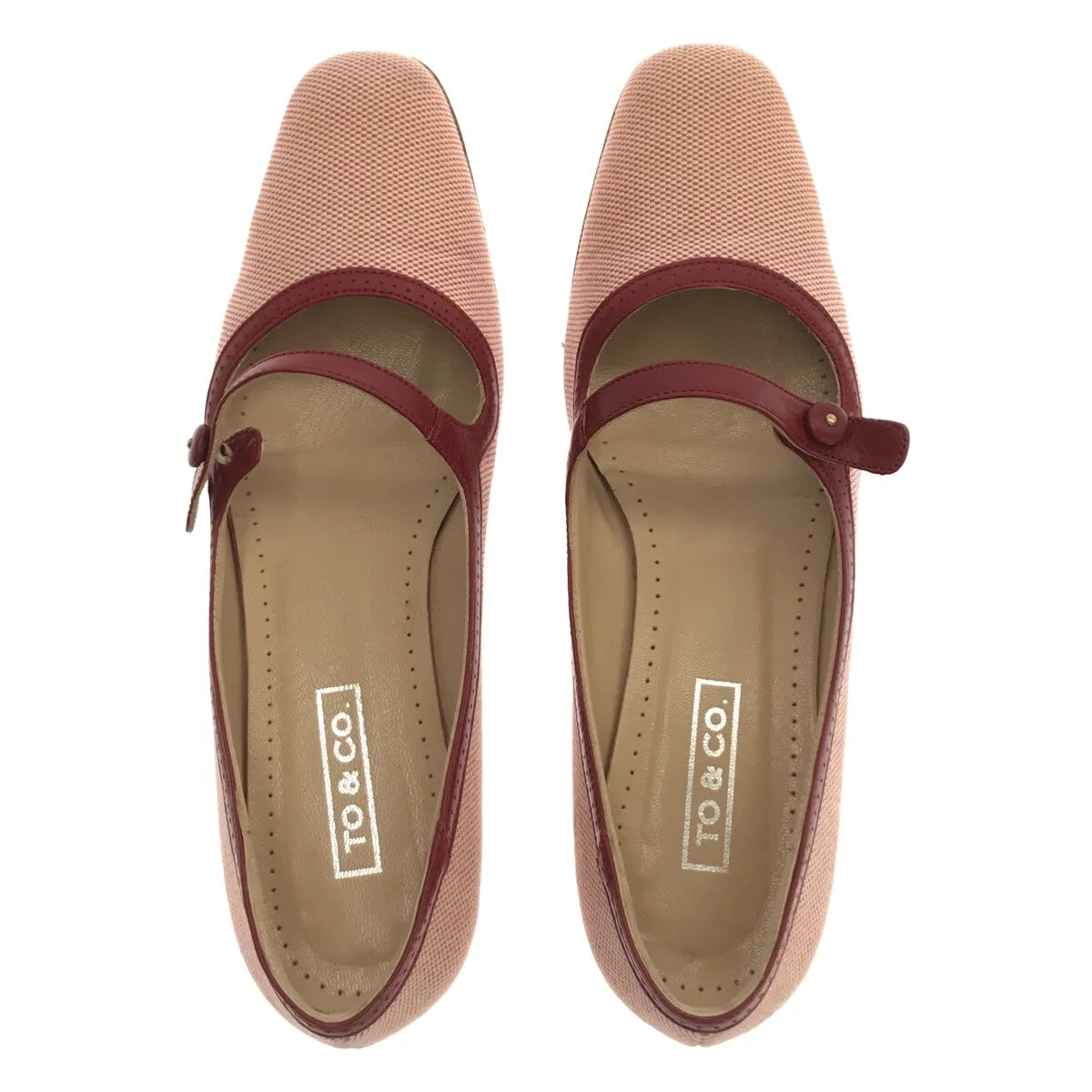 TO&CO. / トゥーアンドコー | ワンストラップ フラットシューズ | 37 1/2 | ワインレッド/ホワイト | レディース