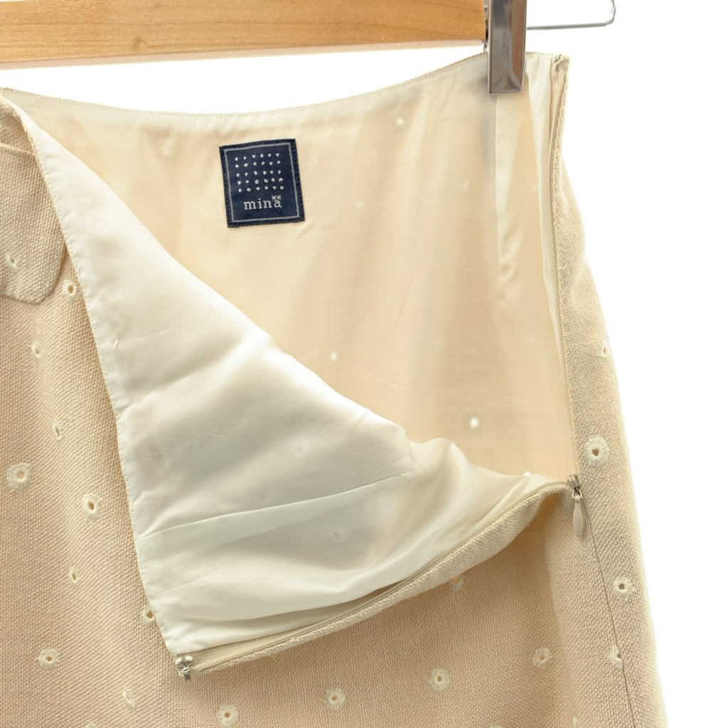 mina perhonen | 貝殼孔 | 側邊拉鍊半身裙 | 有襯裡 | 米色 | 女款