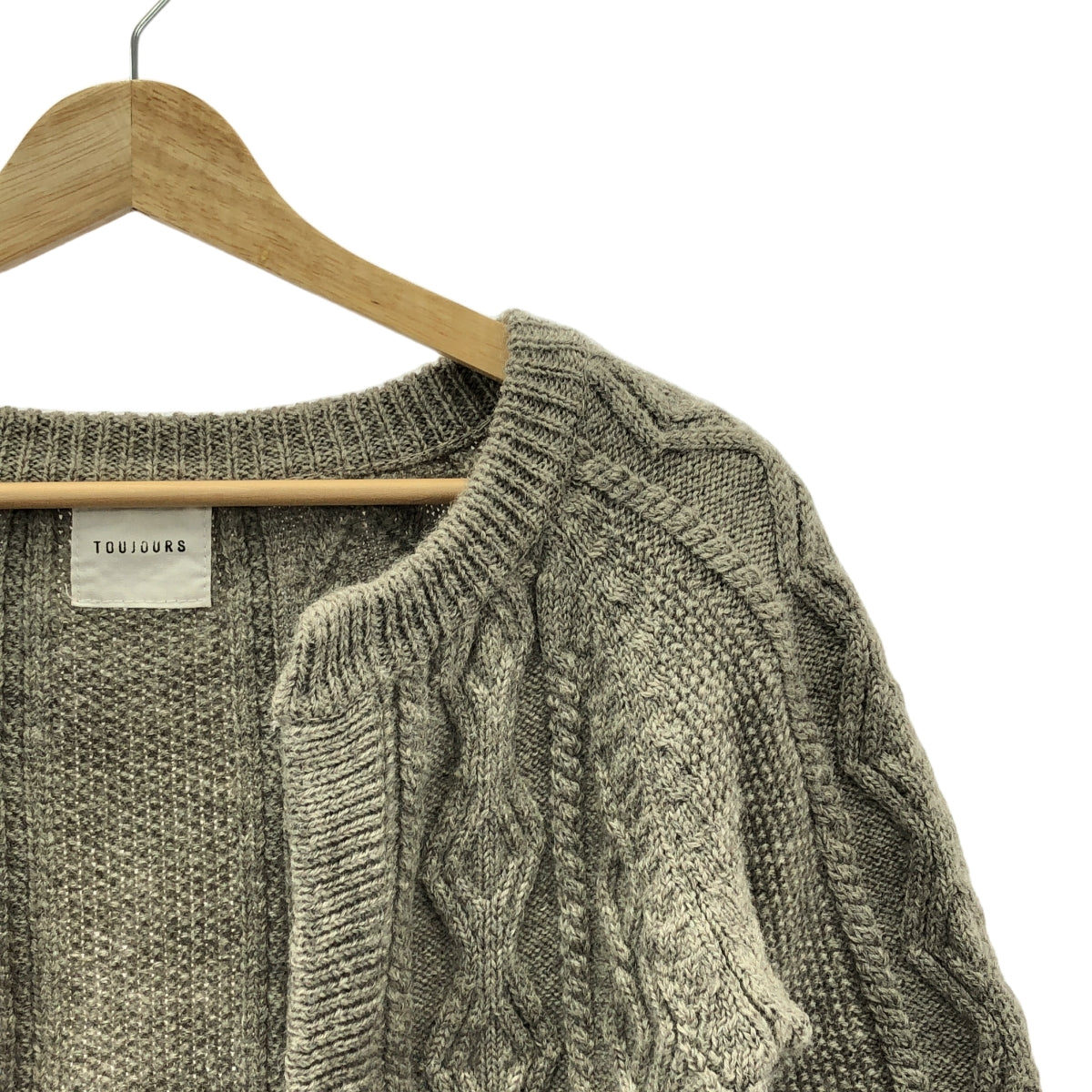 TOUJOURS | 羊毛阿蘭針織開襟衫 | 灰色 | 女款