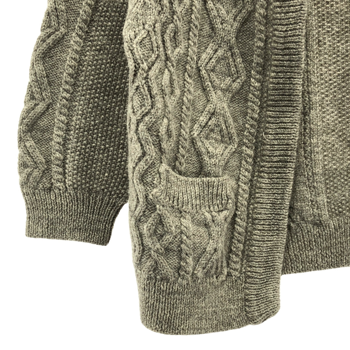 TOUJOURS | 羊毛阿蘭針織開襟衫 | 灰色 | 女款