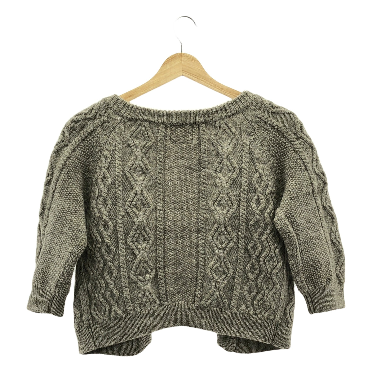 TOUJOURS | 羊毛阿蘭針織開襟衫 | 灰色 | 女款