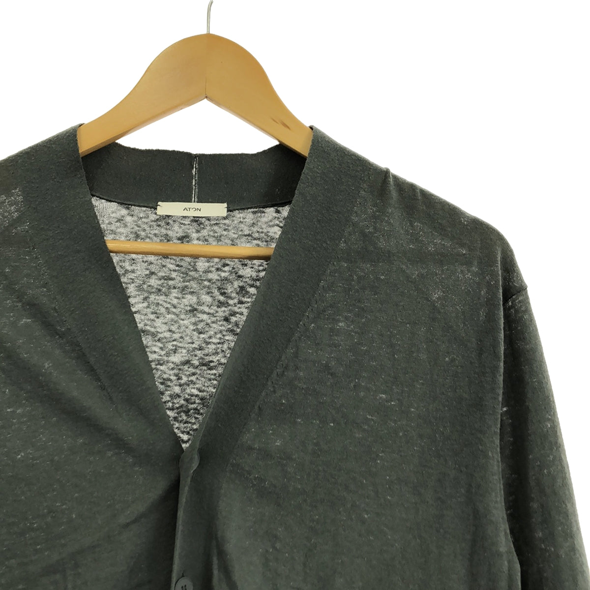 ATON | RECYCLED FRESCA COTTON V-neck cardigan | 2 | Smoke green | Women's