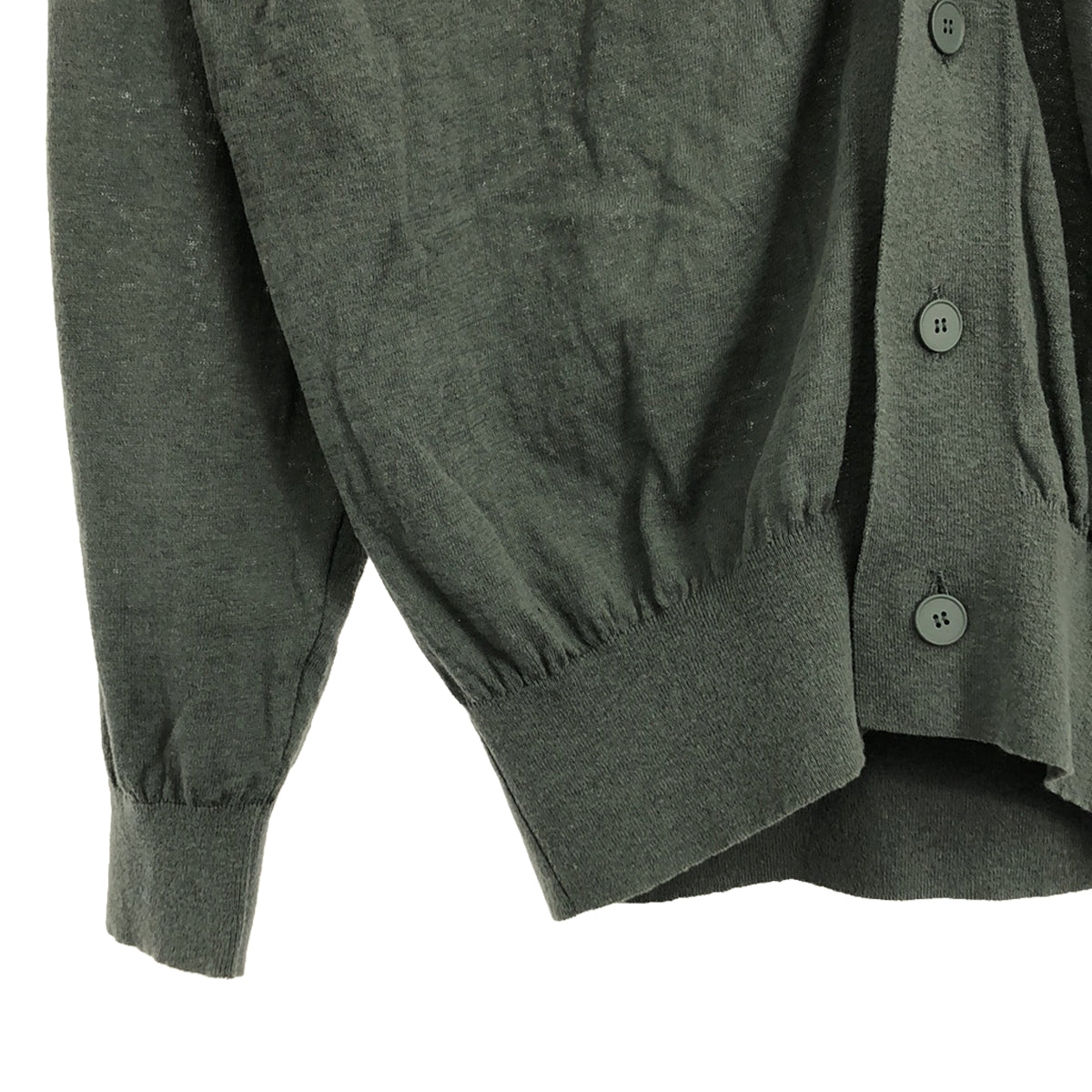 ATON | RECYCLED FRESCA COTTON V-neck cardigan | 2 | Smoke green | Women's