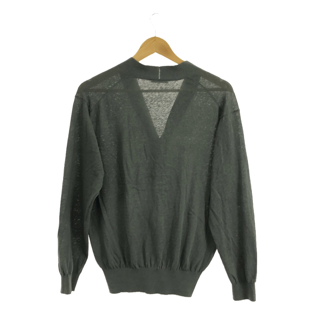 ATON | RECYCLED FRESCA COTTON V-neck cardigan | 2 | Smoke green | Women's