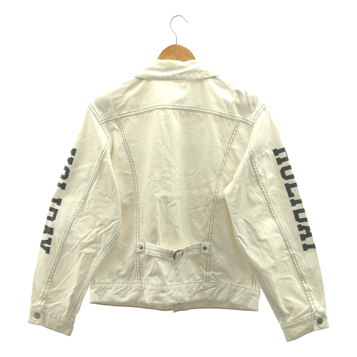 HOLIDAY / ホリデイ | BIG WORK JACKET 袖ロゴプリント デニム トラッカージャケット | F | ホワイト | レディース