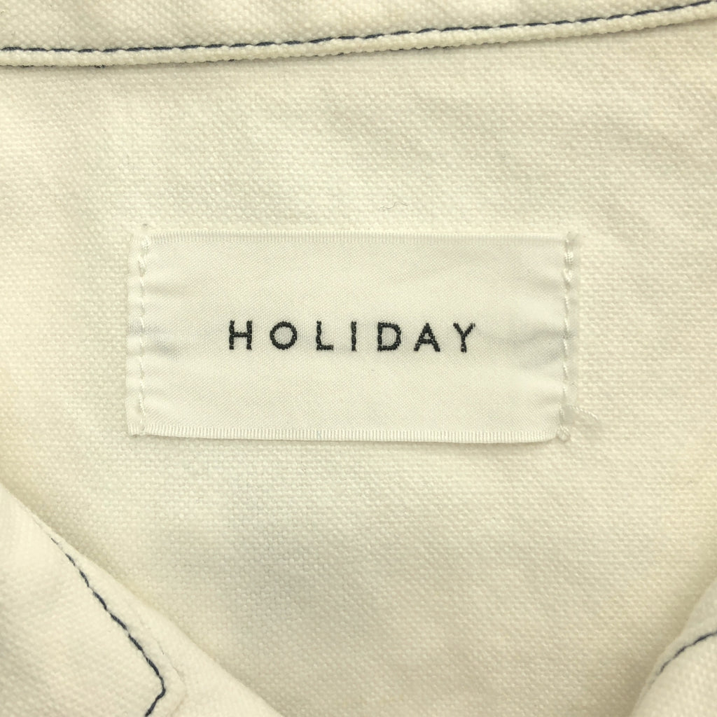 HOLIDAY / ホリデイ | BIG WORK JACKET 袖ロゴプリント デニム トラッカージャケット | F | ホワイト | レディース