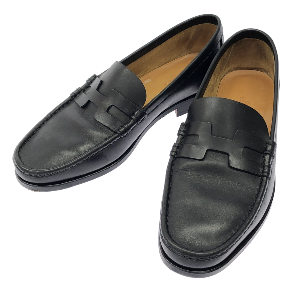 【美品】  HERMES / エルメス | KENNEDY ケネディ カーフレザー モカシン ローファー | 41 | ブラック | メンズ