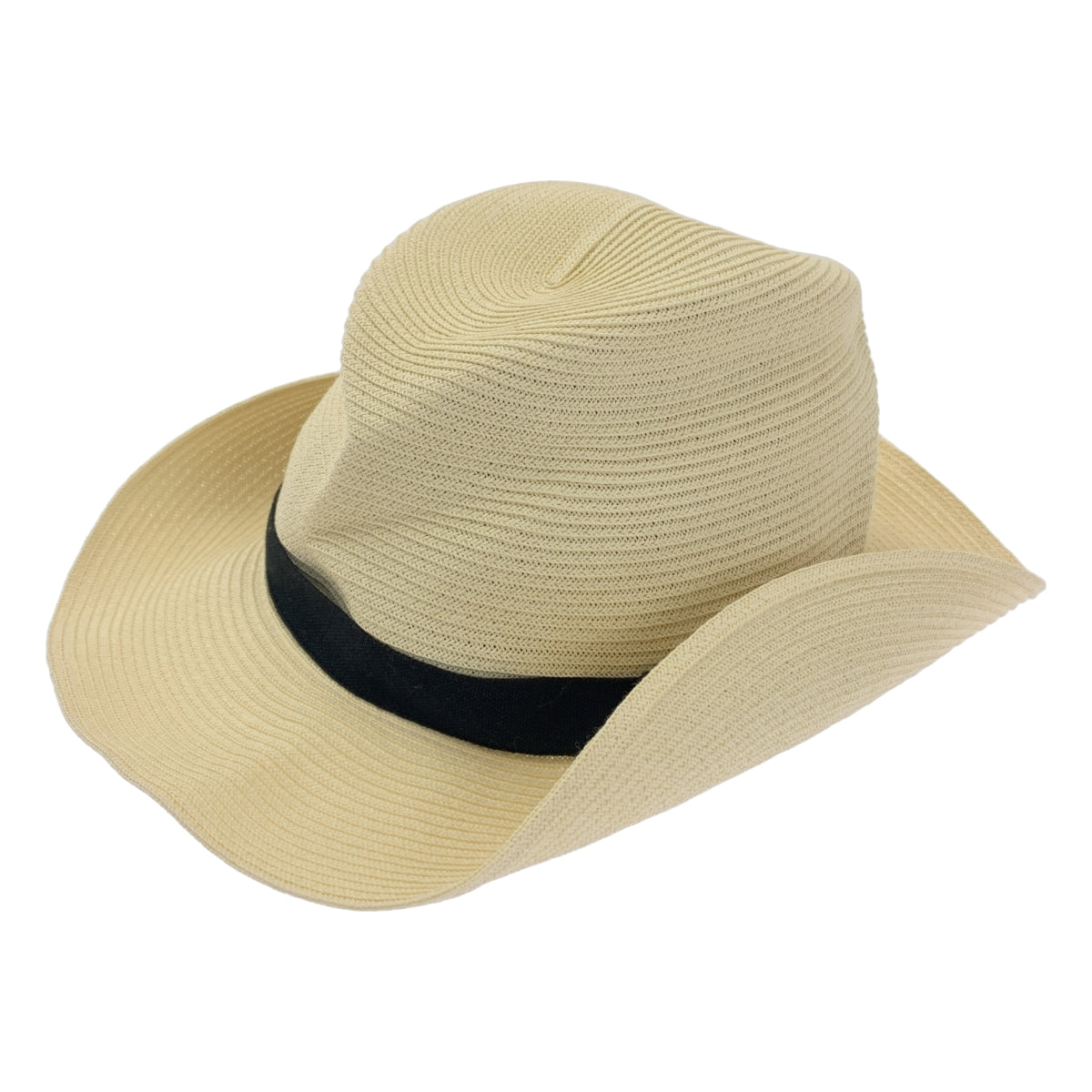 [狀況極佳] 成熟帽。 / 成熟帽 | 盒裝帽 | 草帽 | 象牙色/黑色 | 女款