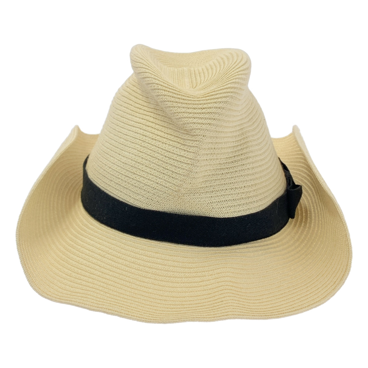 [狀況極佳] 成熟帽。 / 成熟帽 | 盒裝帽 | 草帽 | 象牙色/黑色 | 女款