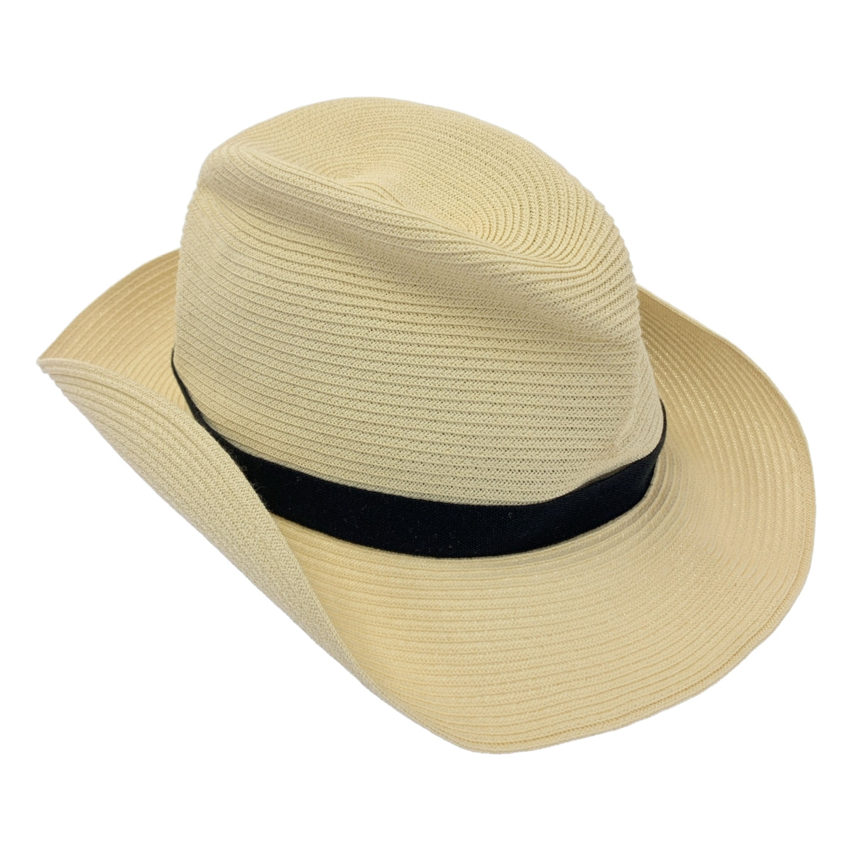 [狀況極佳] 成熟帽。 / 成熟帽 | 盒裝帽 | 草帽 | 象牙色/黑色 | 女款