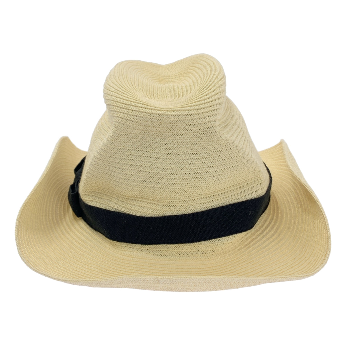 [狀況極佳] 成熟帽。 / 成熟帽 | 盒裝帽 | 草帽 | 象牙色/黑色 | 女款
