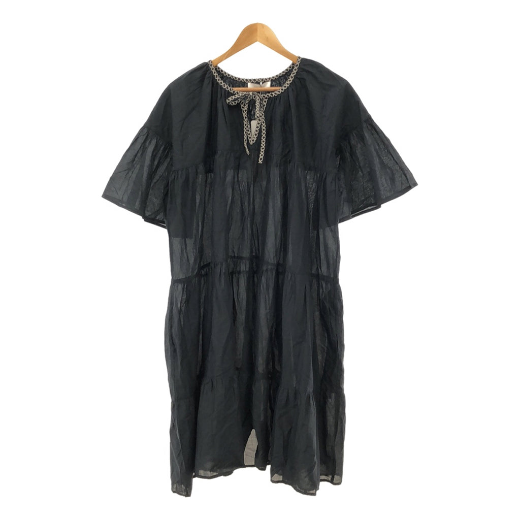 【美品】  MERLETTE / マーレット | NES DRESS コットン ギャザー ティアード ワンピース | S | ブラック | レディース