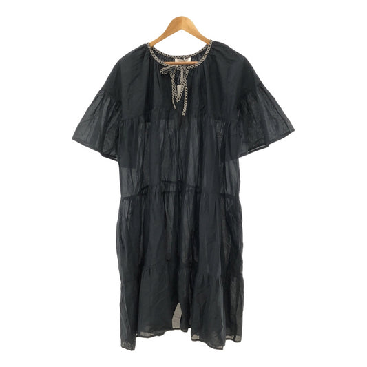 [Good Condition] MERLETTE / NES DRESS Cotton Gathered Tiered Dress | S | Black | Women's