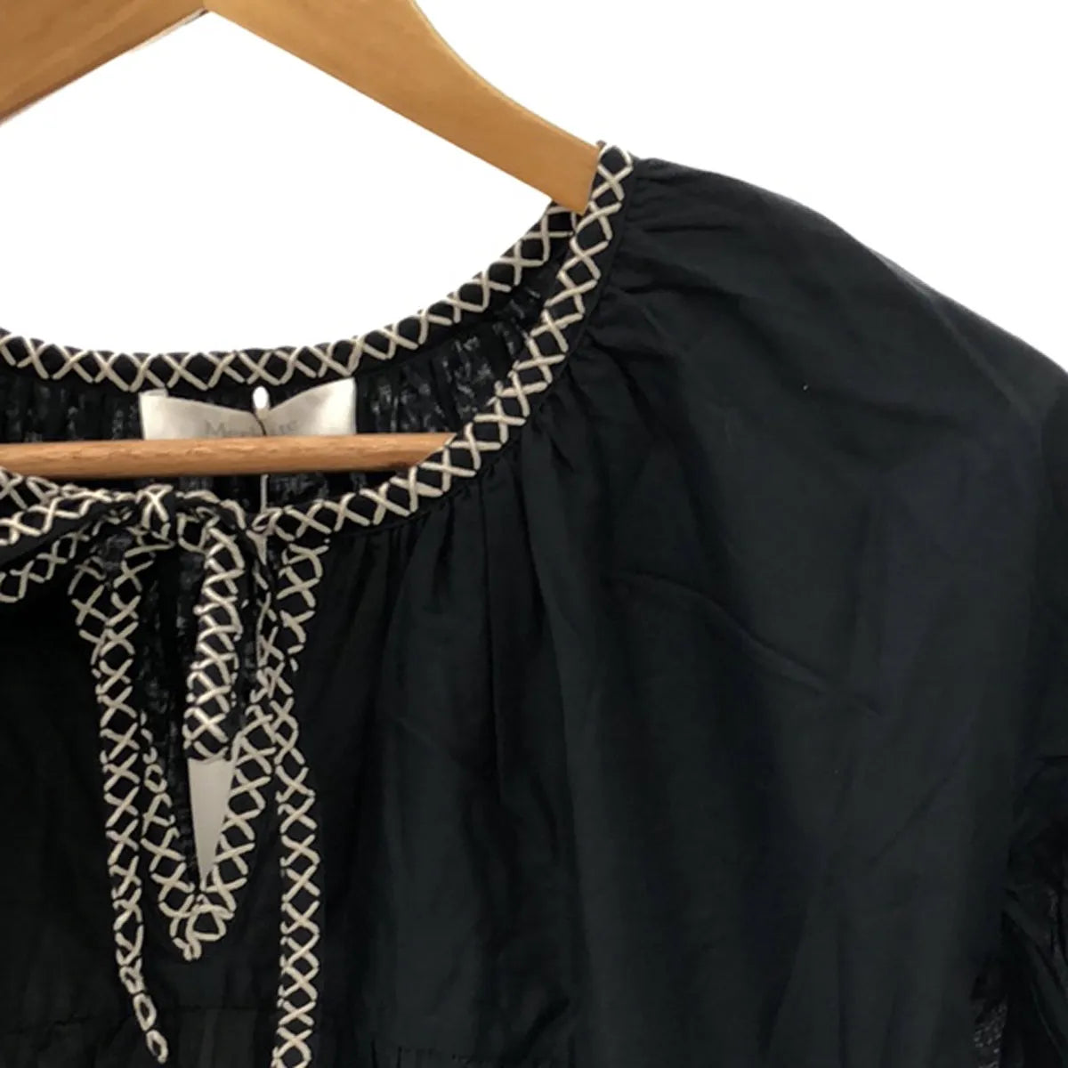 【미품】 MERLETTE / 머렛 | NES DRESS 코튼 개더 티아드 원피스 | S | 블랙 | 여성