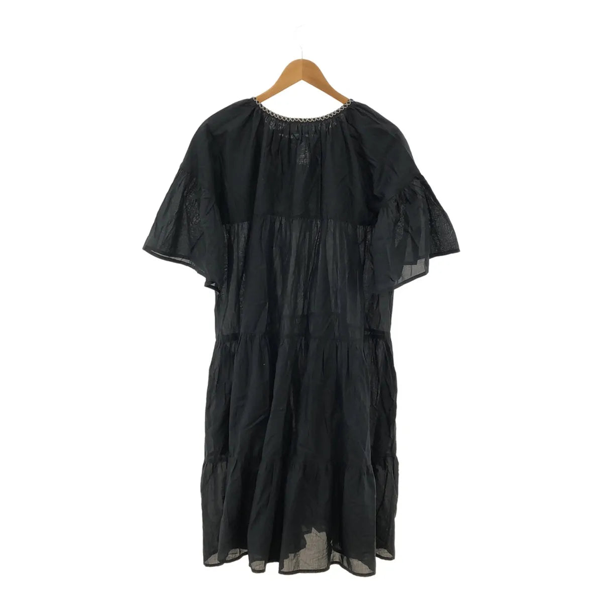 【미품】 MERLETTE / 머렛 | NES DRESS 코튼 개더 티아드 원피스 | S | 블랙 | 여성