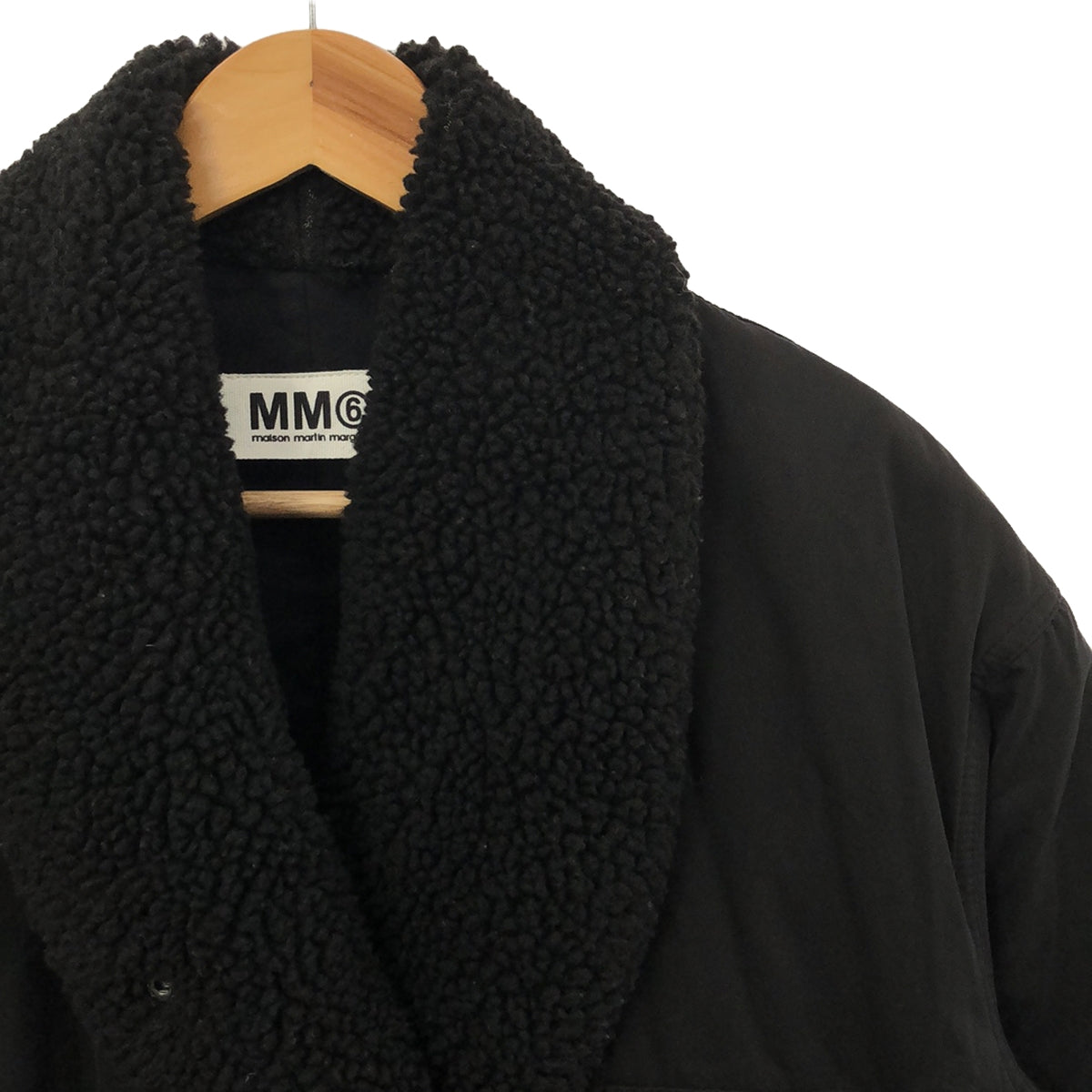 MM6 Maison Martin Margiela / 엠엠 식스 메종 마르탄 마르젤라 | 칼라 보어 숄 컬러 밀리터리 코트 | 38 | 블랙 | 여성