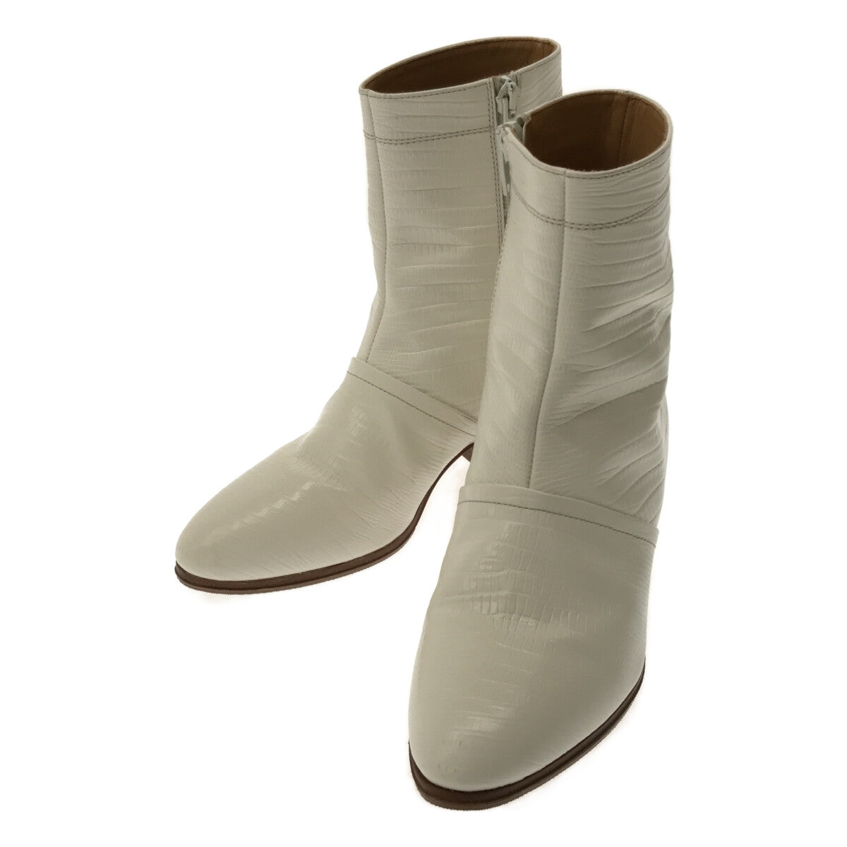 CELINE | Crocodile embossed short boots | Size 34 | White | Women's