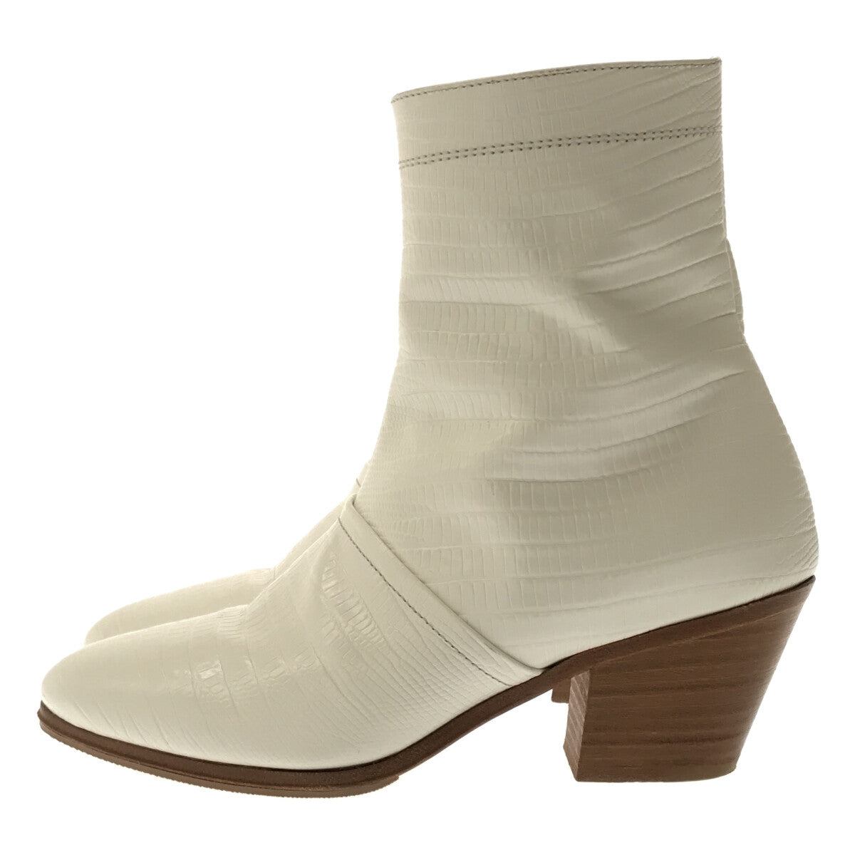 CELINE | Crocodile embossed short boots | Size 34 | White | Women's