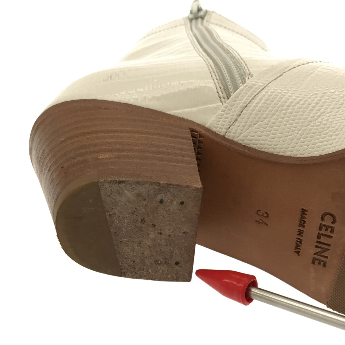 席琳 |鱷魚壓紋短靴 |尺寸 34 |白色 |女性的