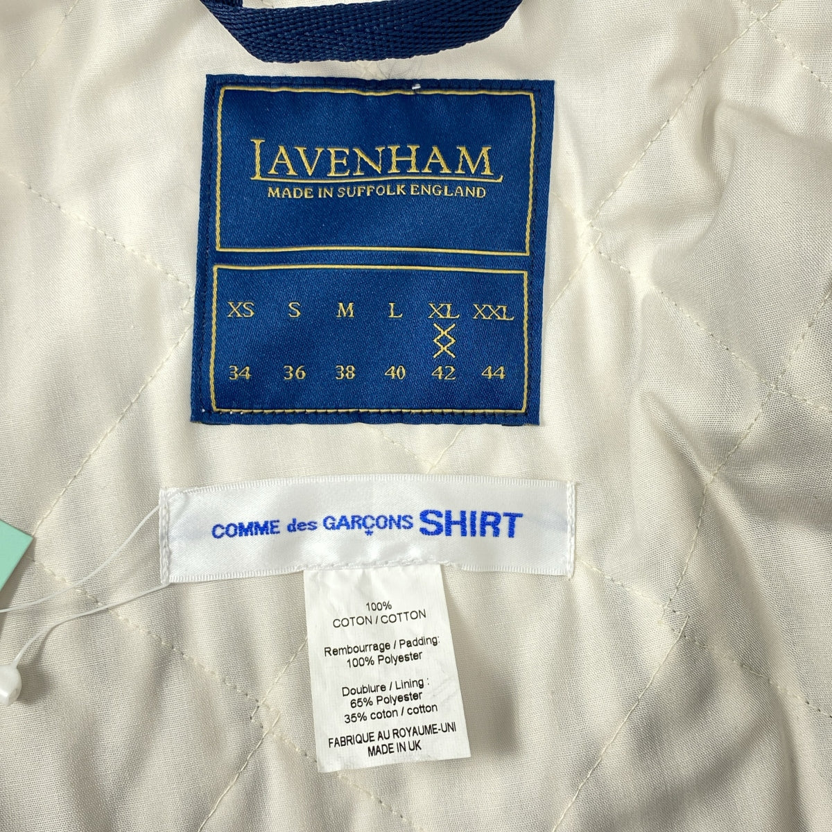 COMME des GARCONS SHIRT / 콤데 갤슨 셔츠 | 2025SS | × LAVENHAM 라벤햄 / 스트라이프 퀼팅 재킷 | XL | 남성