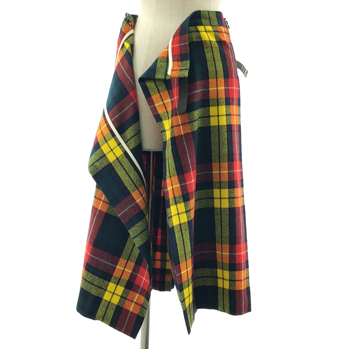 tricot COMME des GARÇONS | 2011 秋冬 | 羊毛格紋褶飾裹身長裙 | M 碼 | 女款