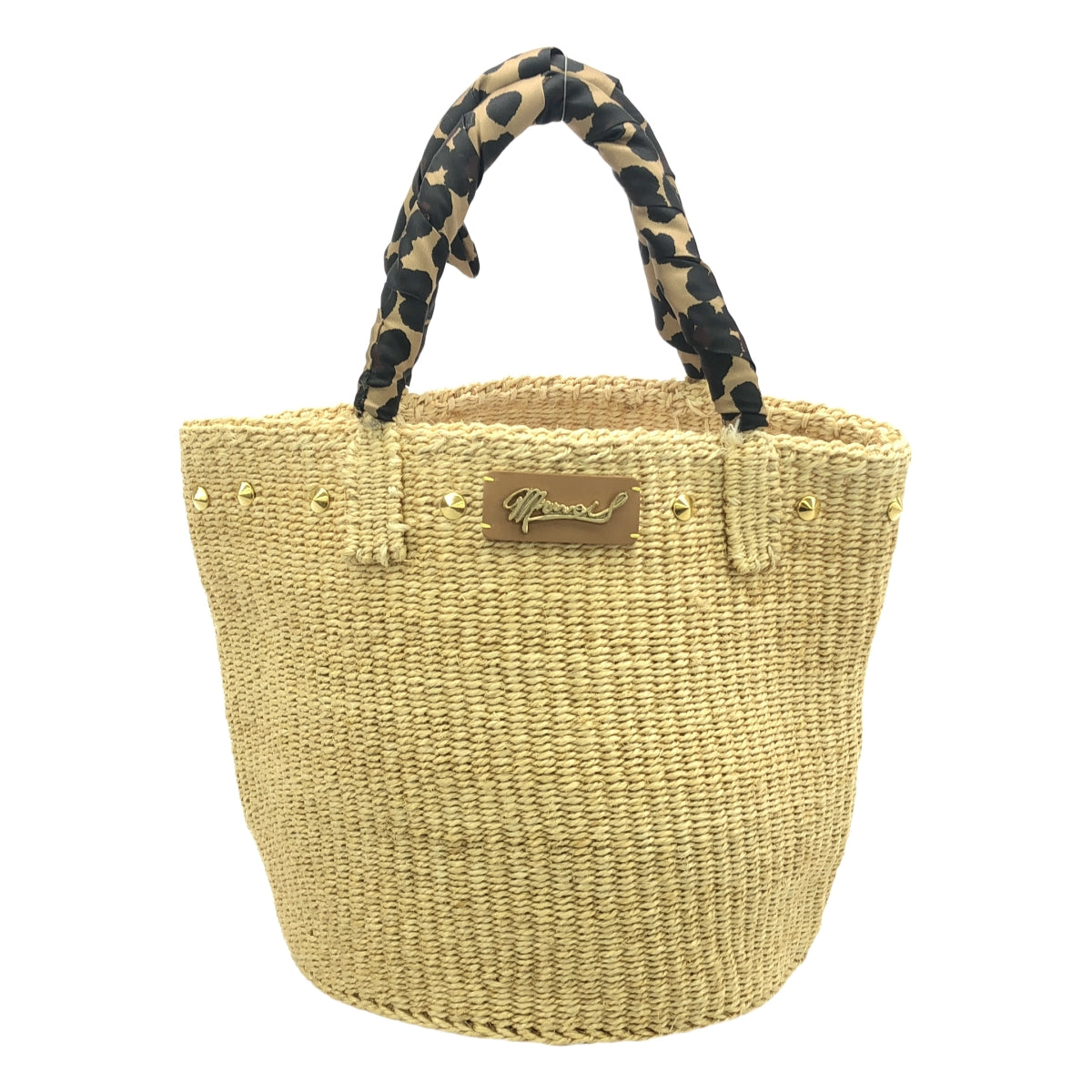 [Good Condition] MUVEIL | Studded Bucket Basket Hand Tote Bag | Beige | Women's