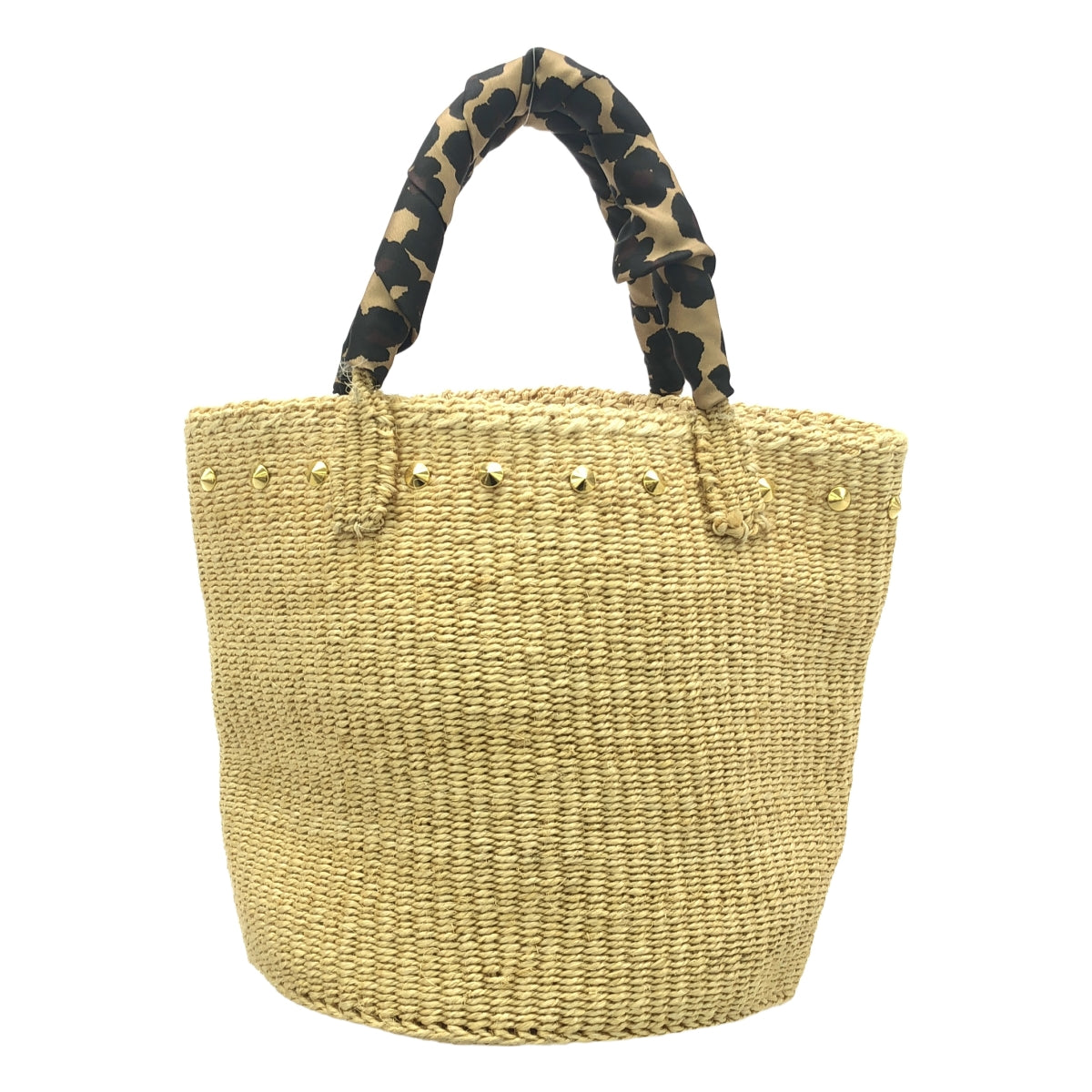 [Good Condition] MUVEIL | Studded Bucket Basket Hand Tote Bag | Beige | Women's